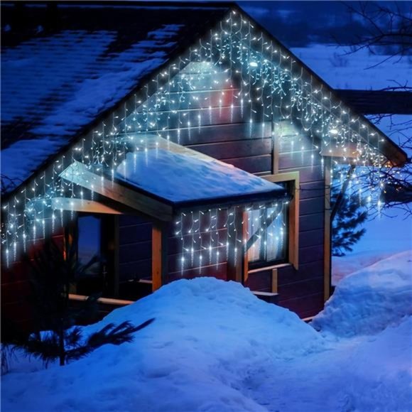 3 Pcs Icicle String Lights, 49.2 ft 648 LED Lights w/ 8...